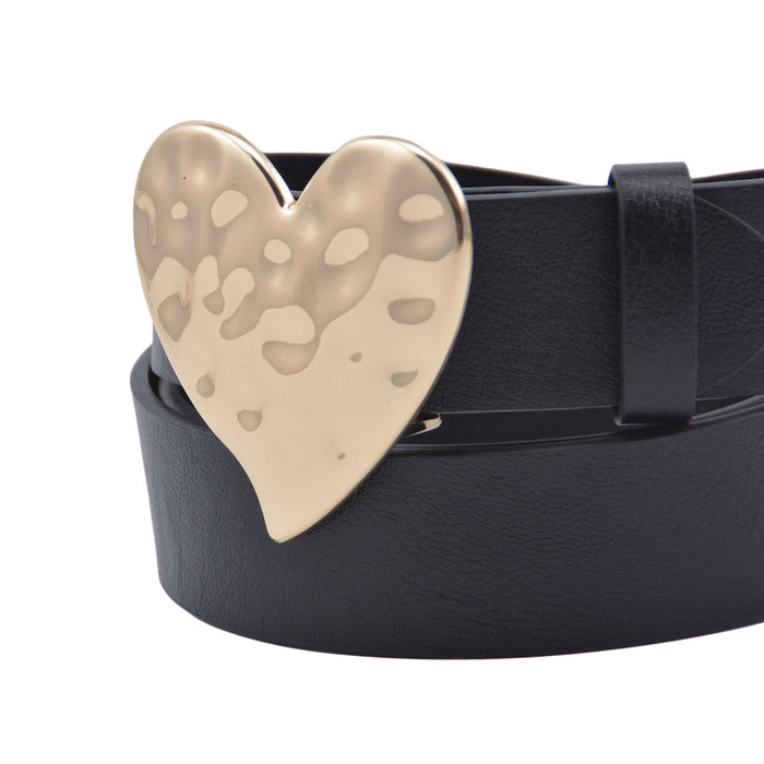 Cinturon sintetico negro dorado liso corazon 4132-2