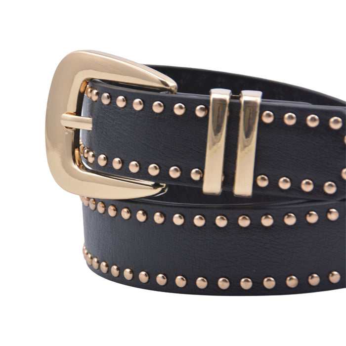 Cinturon sintetico negro dorado tachas 4134-2