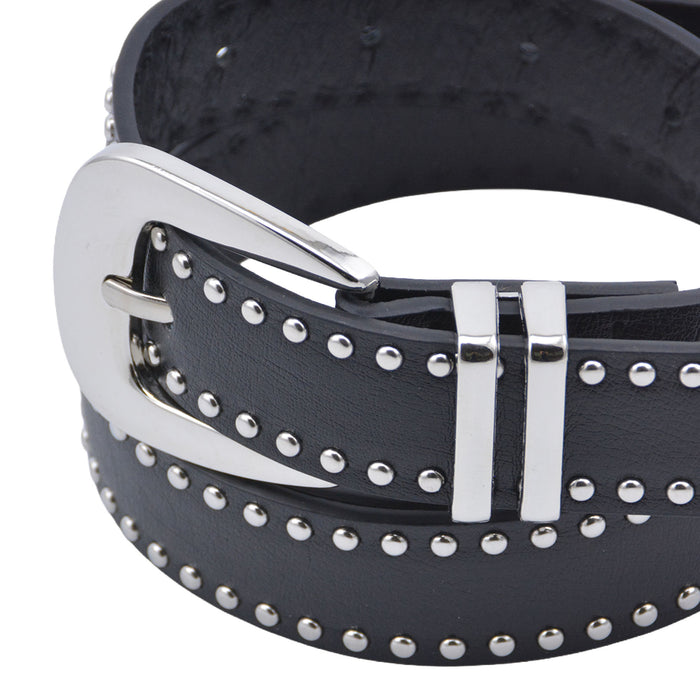 Cinturon sintetico negro plateado tachas 4134-1