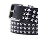 Cinturon tachas negro metal plateado estrellas 4224