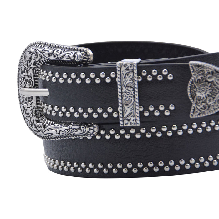 Cinturon tachas negro sintetico puntos 4125