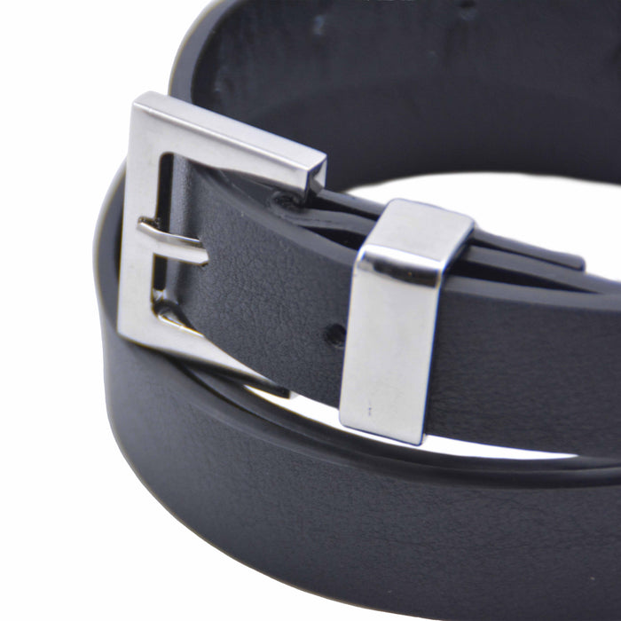 cinturon sintetico liso negro metal Plateado 4079-1