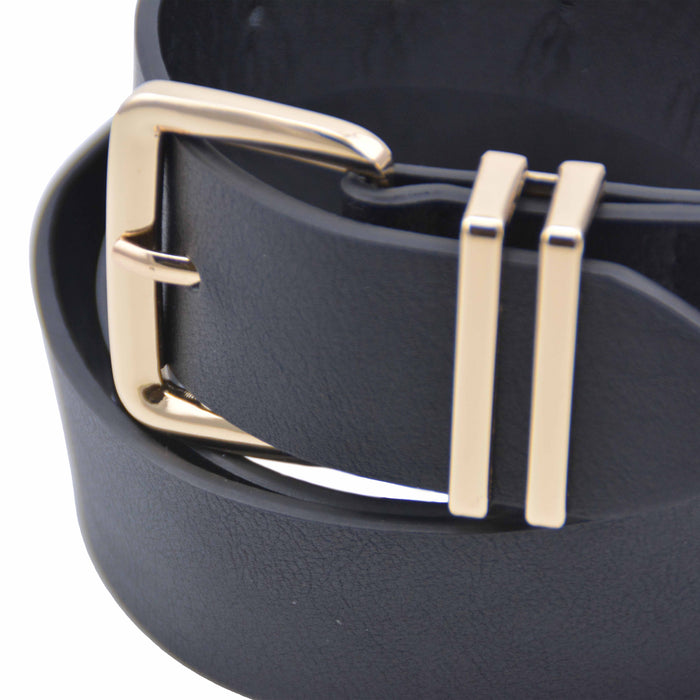 cinturon sintetico liso negro metal dorado 4076-2