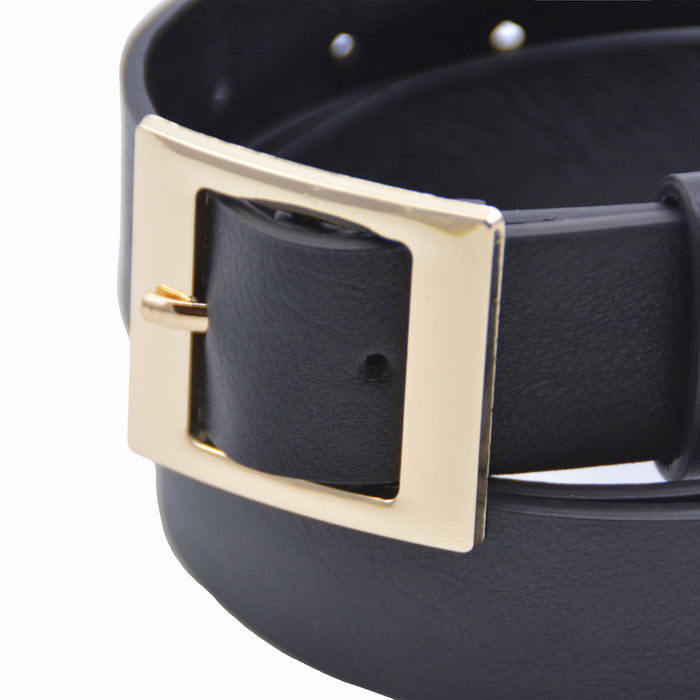 cinturon sintetico liso negro metal dorado 4078-2