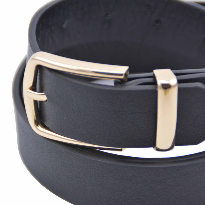 cinturon sintetico liso negro metal dorado 4081-2