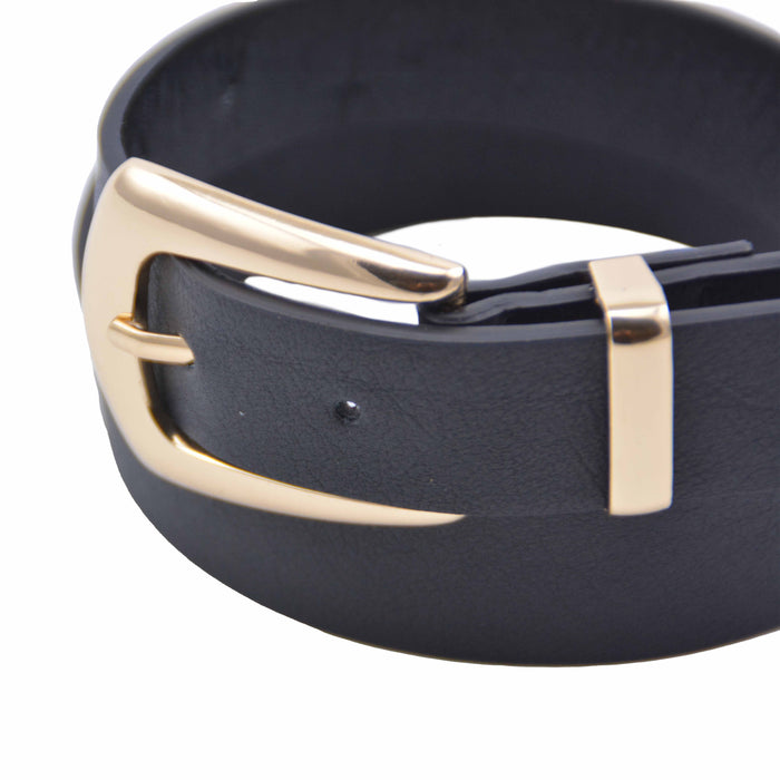 cinturon sintetico liso negro metal dorado 4082-2