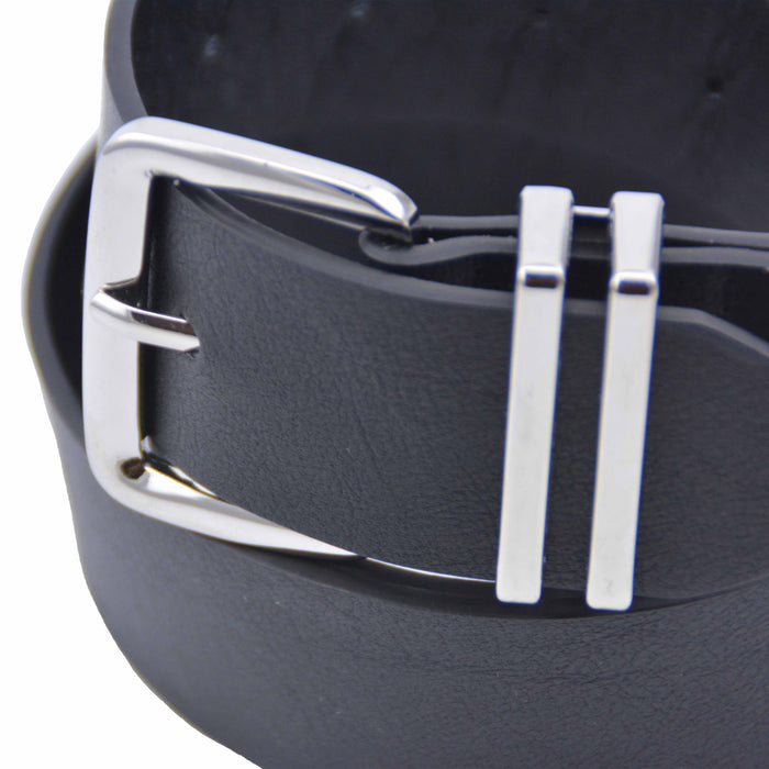 cinturon sintetico liso negro metal plateado 4076-1