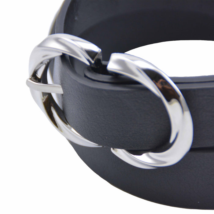 cinturon sintetico liso negro metal plateado 4077-1