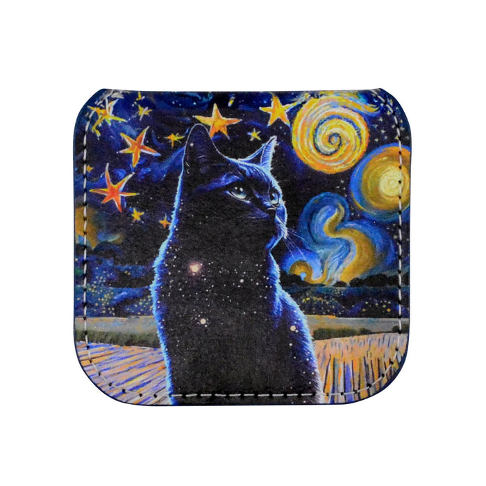 Espejo cuadrado acero inoxidable gato negro van gogh nocge estrellada arte pintura 