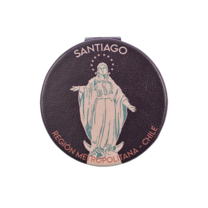 Espejo doble cara metal doble diseno cerro san cristobal virgen 4137-22