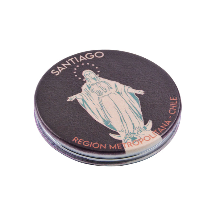 Espejo doble cara metal doble diseno cerro san cristobal virgen 4137-22