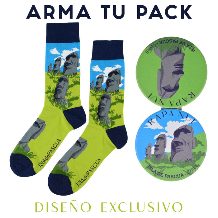 Espejo doble cara metal doble diseno moai 4137-14