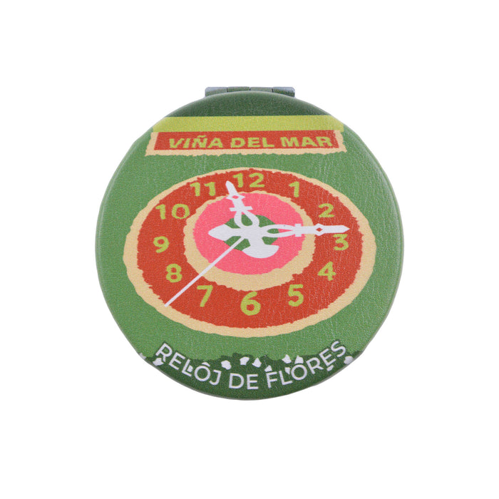 Espejo doble cara metal doble diseno reloj de flores 4137-24