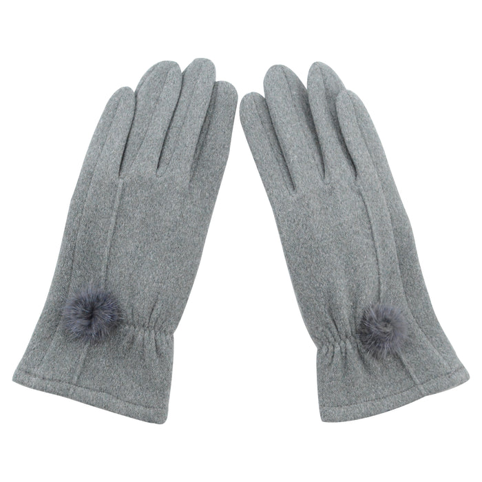 Guante gris pompon invierno touch 