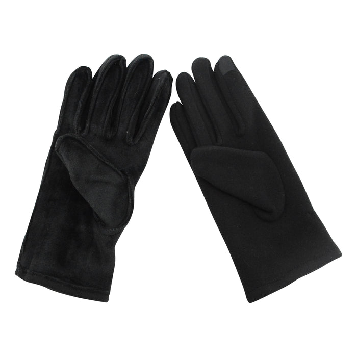 Guante negro lazo cuerina mujer invierno touch