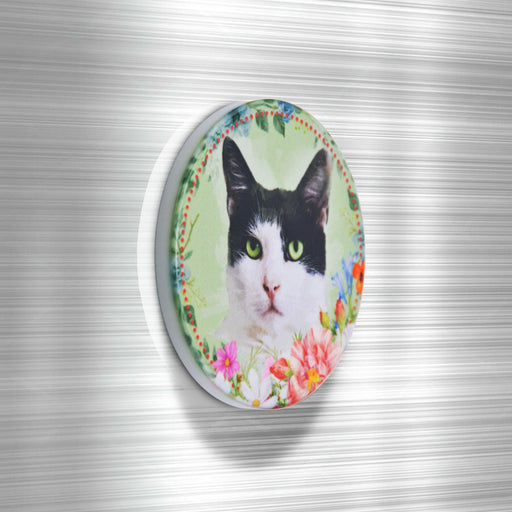 Iman ceramica corcho floral gato blanco negro 5131-24