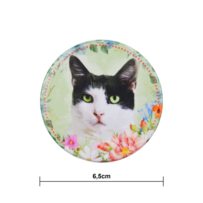 Iman ceramica corcho floral gato blanco negro 5131-24