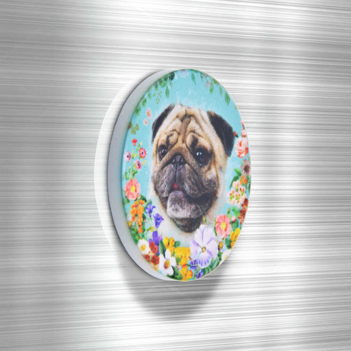 Iman ceramica corcho flores perro pug 5130-24