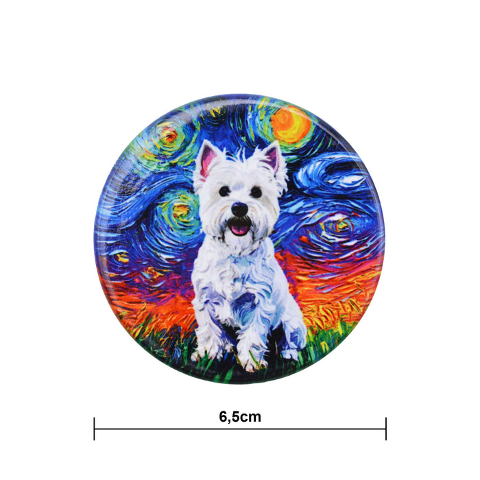 Iman ceramica corcho pintura perro westie 5130-12
