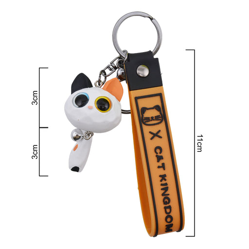 Llavero cabeza gato calico cola plastico 4042-2