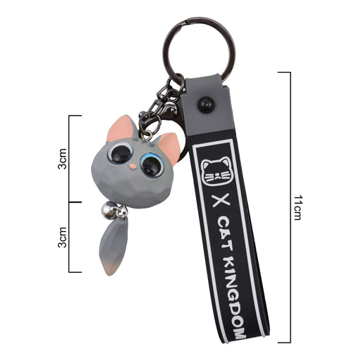 Llavero cabeza gato gris cola plastico 4042-3