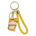 Llavero gato blanco amarillo gordo plastico metal 4203-1