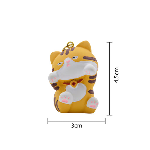 Llavero gato blanco amarillo gordo plastico metal 4203-1