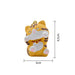 Llavero gato blanco amarillo gordo plastico metal 4203-1