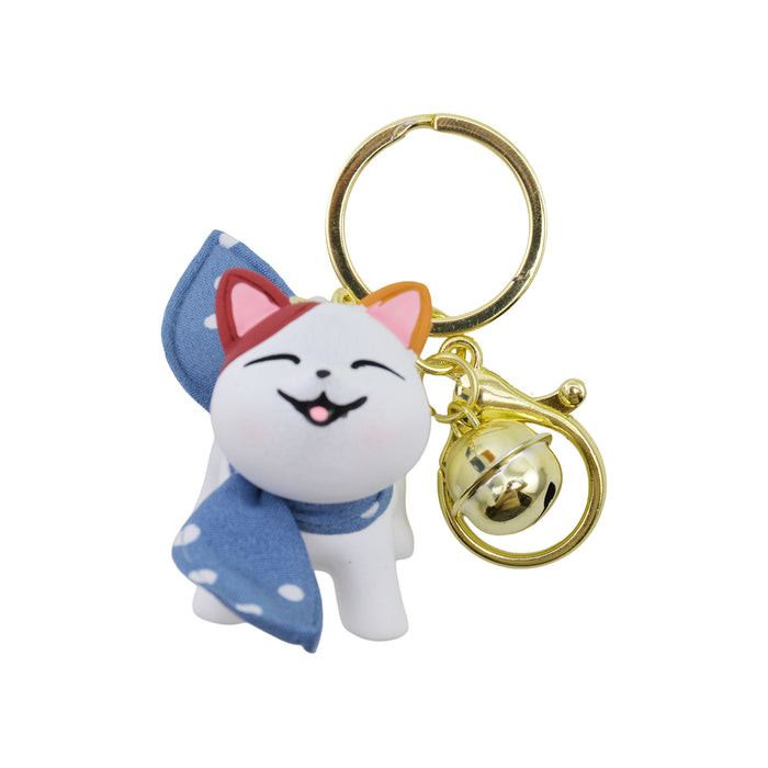 Llavero gato blanco bufanda plastico 4035-2