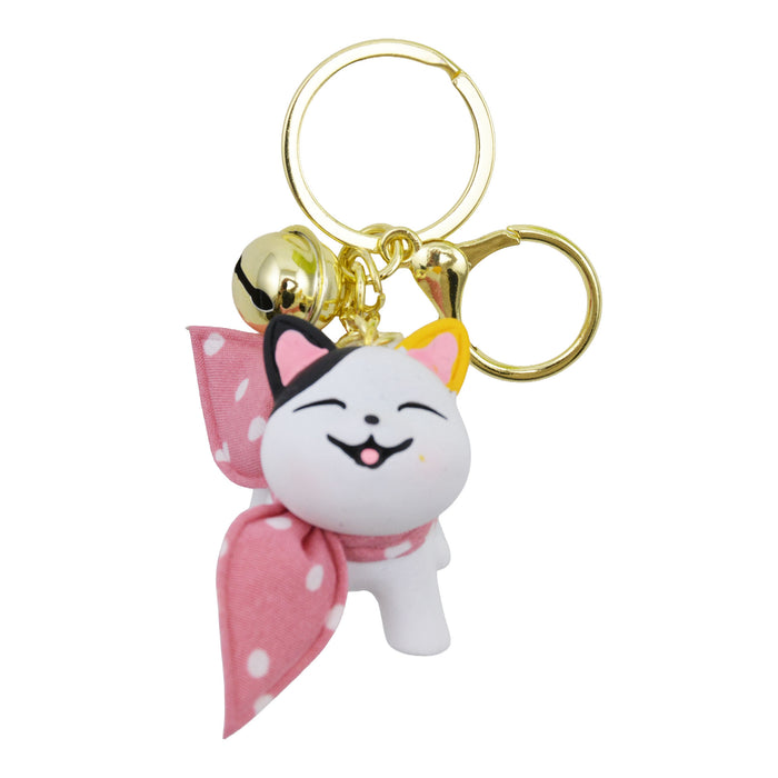 Llavero gato blanco bufanda plastico 4035-3