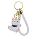 Llavero gato blanco gordo plastico metal 4202-1