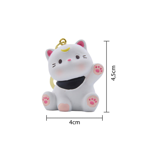 Llavero gato blanco gordo plastico metal 4202-1