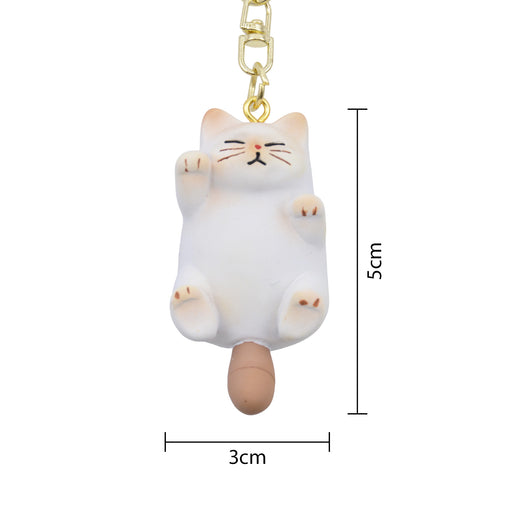 Llavero gato blanco gordo plastico metal 4205-2