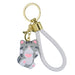 Llavero gato blanco gris gordo plastico metal 4203-3