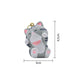 Llavero gato blanco gris gordo plastico metal 4203-3