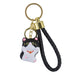 Llavero gato blanco negro gordo plastico metal 4203-2