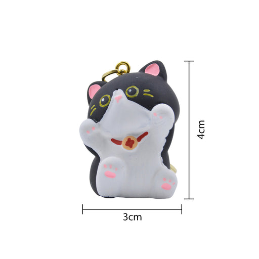 Llavero gato blanco negro gordo plastico metal 4203-2
