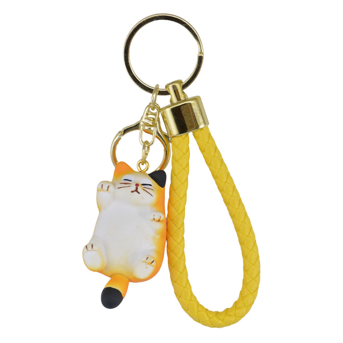 Llavero gato calico gordo plastico metal 4205-3