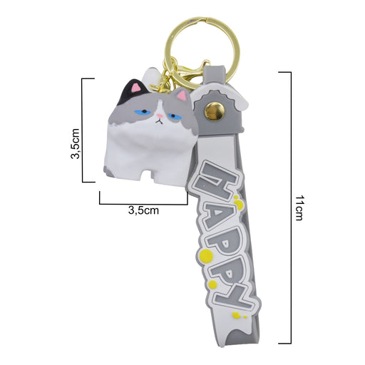 Llavero gato gris plastico 4037-4
