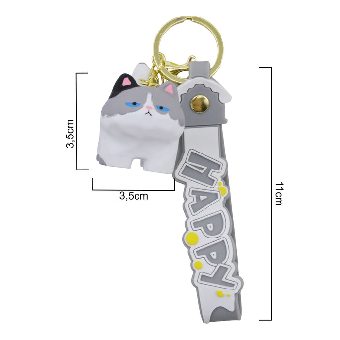 Llavero gato gris plastico 4037-4