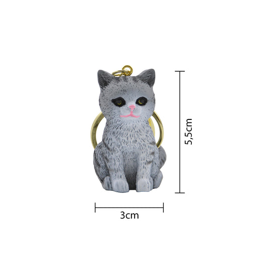 Llavero gato gris plastico metal 4201-3