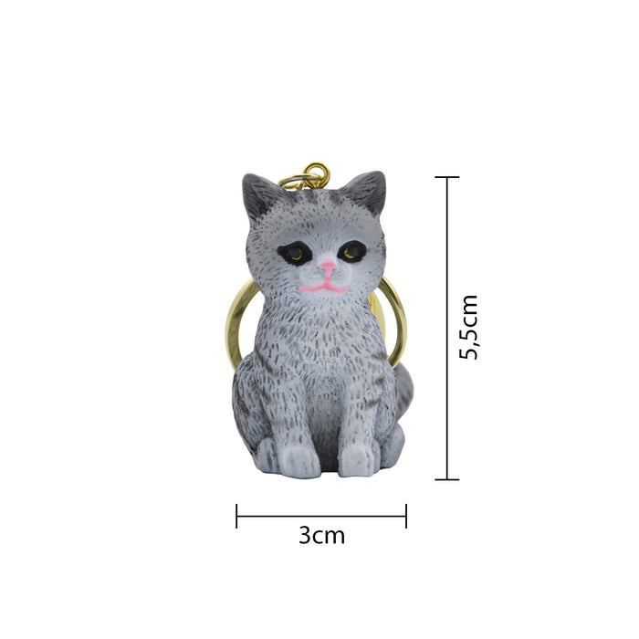 Llavero gato gris plastico metal 4201-3