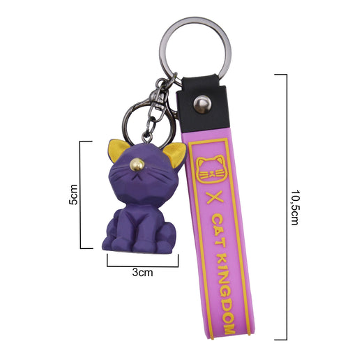 Llavero gato morado plastico metal 4040-2