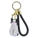 Llavero gato negro blanco plastico metal 4201-1