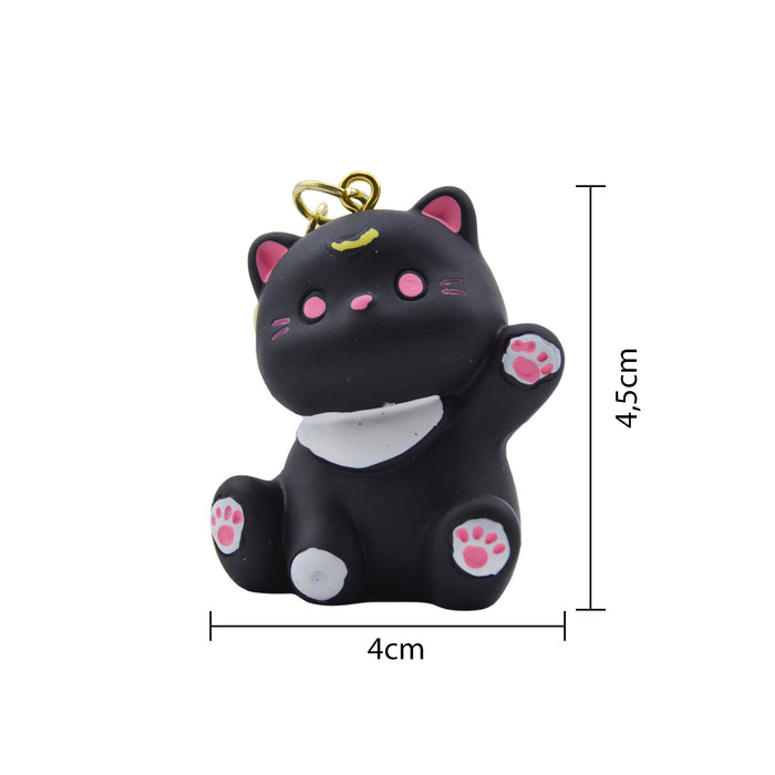Llavero gato negro gordo plastico metal 4202-2