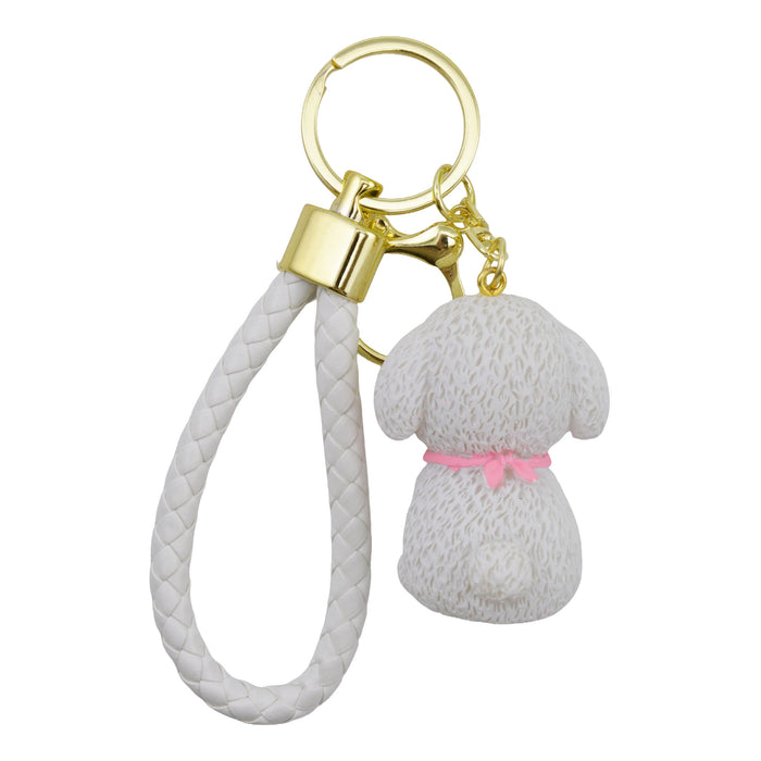 Llavero perro plastico metal perro blanco poodle 4039-5
