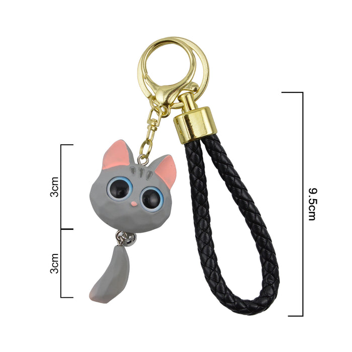 Llavero plastico resina cabeza gato gris cola 4042-3