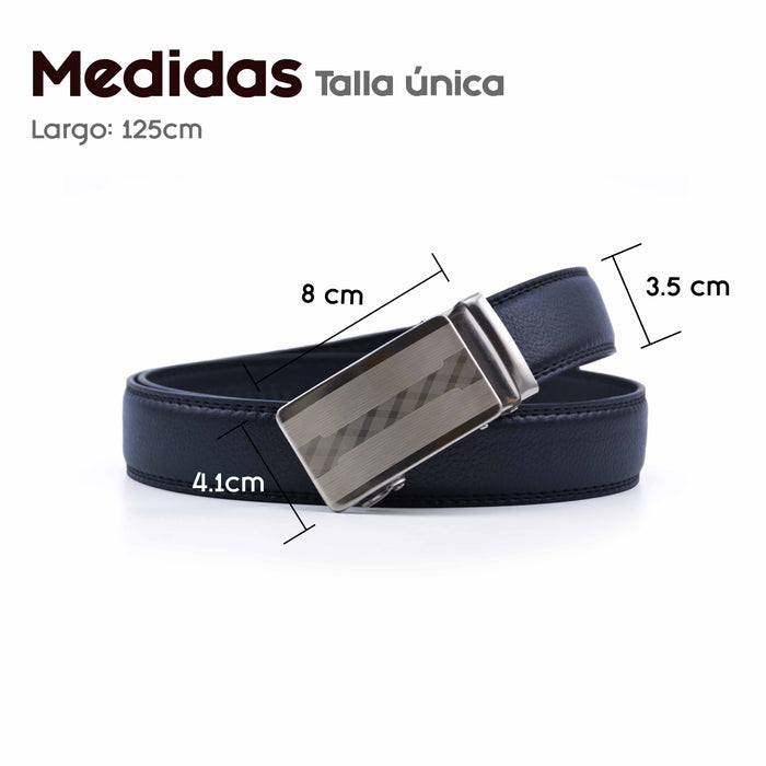 Medidas Cinturon sintetico automatico negro plateado hombre 4064-10