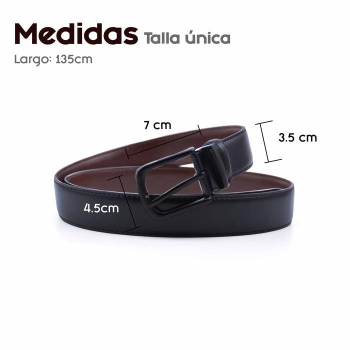 Cinturon sintetico cafe hombre reversible 4061
