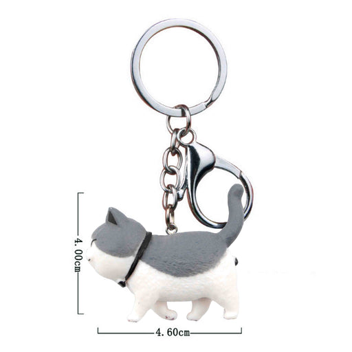 Llavero gato plastico gancho metal gris blanco 3810-9